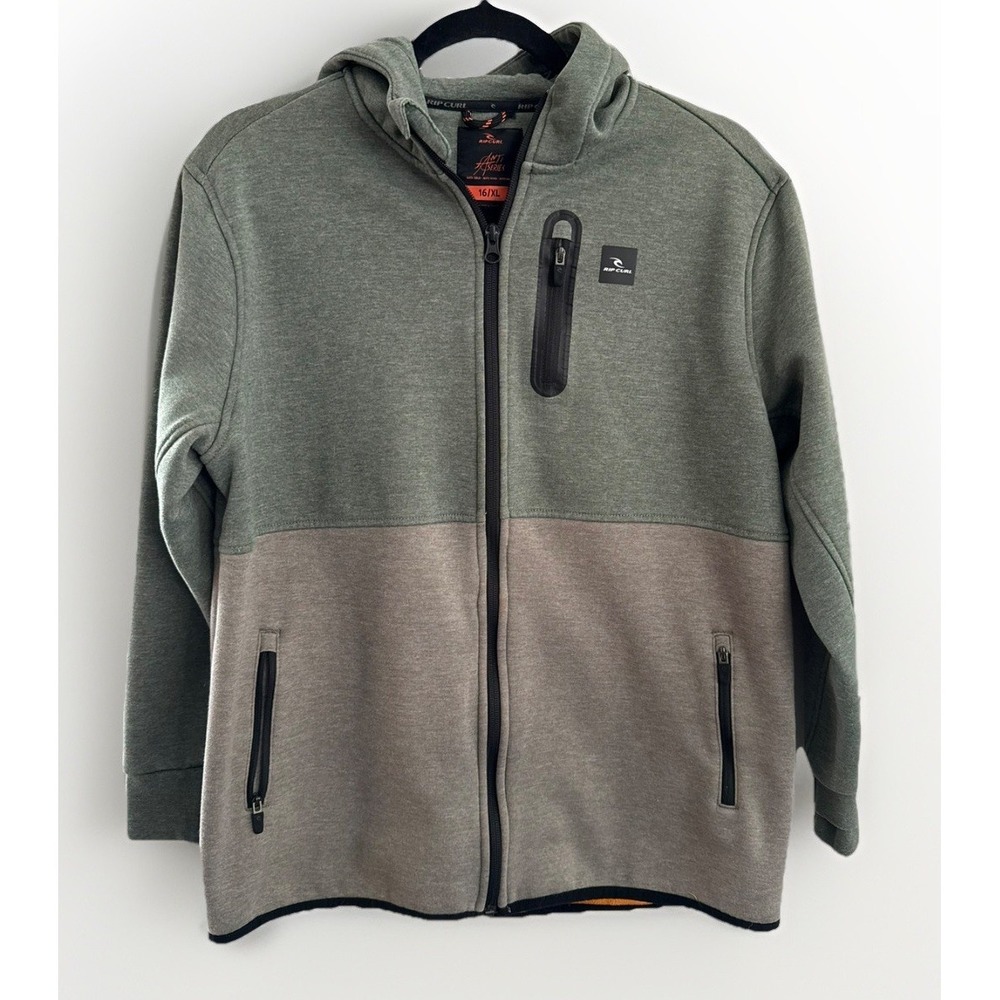 Rip Curl Hoodie Teen XL (16) Moss Departed Anti Series Full Zip Fleece Outdoor
